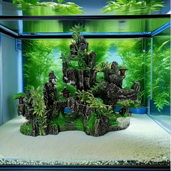 Double Sided Aquarium Mountain Landscape Decoration