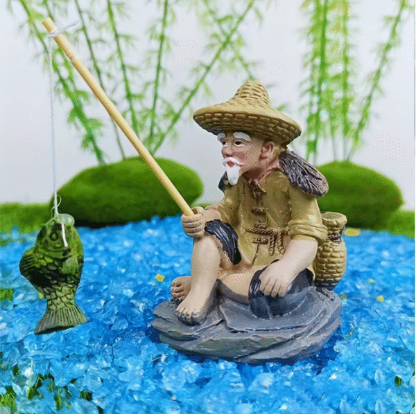Large Aquarium Fishing Scene Resin Figures set